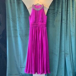 Badgeley Mischka Fuchsia Chiffon Gown